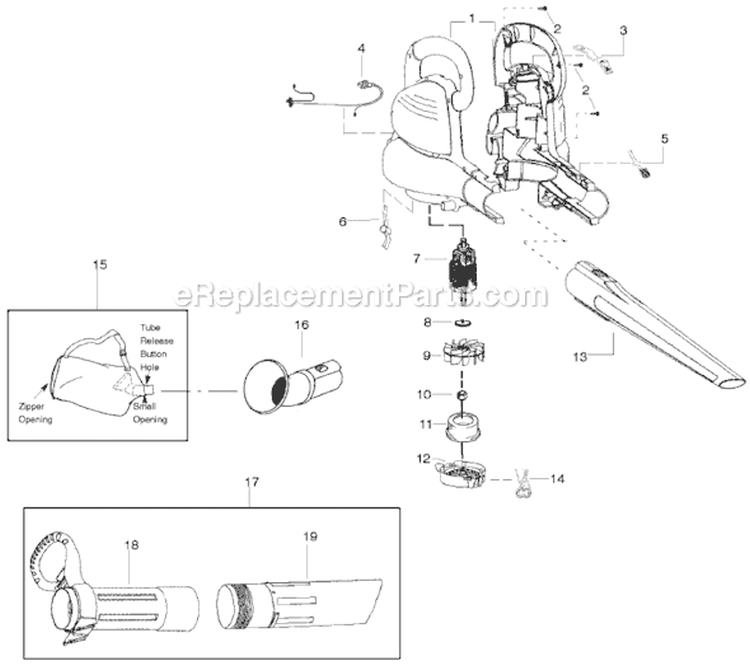 Page A Diagram and Parts List for EBV200  Weed Eater Leaf Blower / Vacuum